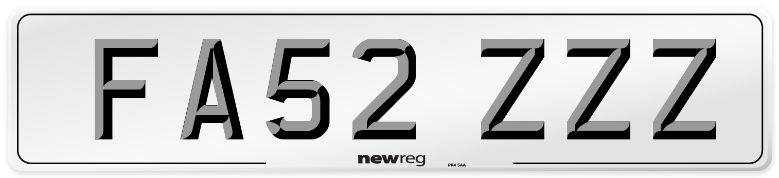 FA52 ZZZ Number Plate from New Reg